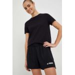 Adidas TERREX pantaloni scurti sport femei, culoarea negru, neted, medium waist