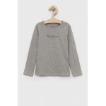 Pepe Jeans longsleeve copii Hana culoarea gri, cu imprimeu