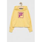 Fila bluza copii culoarea galben, cu glugă, cu imprimeu