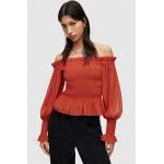 AllSaints bluza femei, culoarea rosu, neted