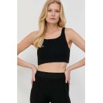 BOSS top din bumbac culoarea negru