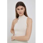 Dkny top femei, culoarea bej, cu turtleneck