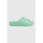 Crocs papuci Classic Platform Slide femei, culoarea turcoaz, 208180 208180.3UG-3UG