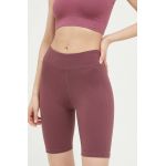4F pantaloni scurti femei, culoarea violet, neted, high waist