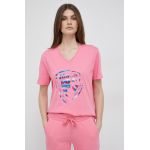Blauer tricou din bumbac culoarea roz