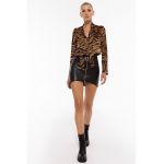 Bluza cu animal print si decolteu in V