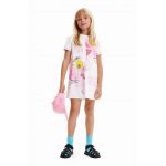Desigual rochie din bumbac pentru copii culoarea alb, mini, oversize