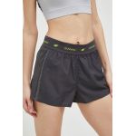 4F pantaloni scurți de alergare culoarea gri, neted, high waist