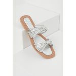Answear Lab slapi de piele Femei, culoarea argintiu