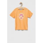 Columbia tricou copii Mirror Creek Short Sleeve Graphic Shirt culoarea portocaliu