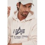 Alpha Industries bluză barbati, culoarea bej, cu glugă, cu imprimeu 178312.578-JetStreamW