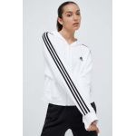 adidas hanorac de bumbac femei, culoarea alb, cu glugă, cu imprimeu IK8387