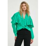 2NDDAY bluza femei, culoarea verde, neted