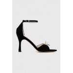 Custommade sandale din piele intoarsa Ashley Pearl Bow culoarea negru, 999621046