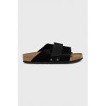 Birkenstock papuci din piele Kyoto barbati, culoarea negru, 1022350