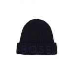 BOSS caciula de bumbac pentru copii culoarea albastru marin, bumbac