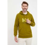 Helly Hansen hanorac de bumbac HH LOGO HOODIE bărbați, culoarea bleumarin, cu glugă, cu imprimeu 33977