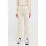 Billabong pantaloni femei, culoarea bej, drept, high waist