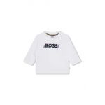 BOSS longsleeve din bumbac pentru bebeluși culoarea alb, cu imprimeu