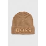 BOSS caciula de lana culoarea bej, de lana