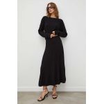 BA&SH fusta de lana culoarea negru, midi, evazati