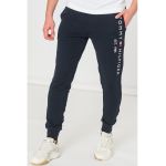 Pantaloni jogger cu snur si logo brodat