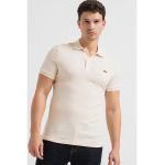 Tricou polo slim fit cu model pique