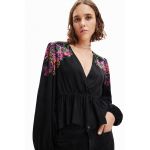 Bluza cu terminatie peplu si imprimeu floral