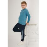 Costum sport cu imprimeu logo - fermoar si gluga