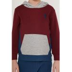 Pijama cu model colorblock - gluga si buzunar kangaroo