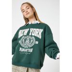 Bluza sport cu imprimeu si maneci cazute