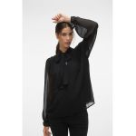 Bluza cu maneci semi-transparente si funda cu panglici