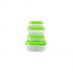 Set 4 cutii alimente, patrate, Fresco 400 ml, 800 ml, 1 l, 2 l, verzi