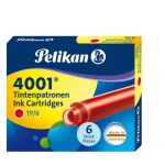 Set patroane - Pelikan 4001 TP/6, rosu, 6 bucati | Pelikan