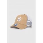 47 brand șapcă de baseball pentru copii MLB New York Yankees Branson culoarea bej, cu imprimeu, BBRANS17CTP