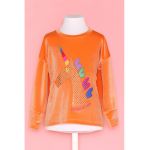 Bluza cu maneci cazute si aspect catifelat