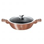 Cratita marmorata cu capac 28 cm Rose Gold Metalic Line Berlinger Haus BH 1519N, antiaderenta
