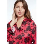 Bluza cu model floral si aspect satinat