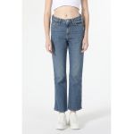 Blugi boyfriend crop cu aspect decolorat