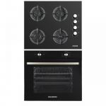 Pachet Incorporabil Cuptor electric Hausberg HB-8051NG, Clasa A, 76L, 2000W, Negru, Plita incorporabila HB-567NG, Gaz, 4 arzatoare, Sistem de siguranta GAZ, Gratar din fonta, Material Sticla, Negru