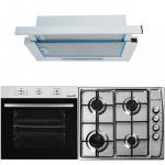 Pachet incorporabil Cuptor electric Hausberg HB-8053IN, Clasa A, 71L, 2225W, Negru/Inox, Plita Incorporabila HB-555, 4 arzatoare, Gaz, Inox, Hota incorporabila telescopica HB-1280, Putere de absorbtie 280 m3/h, 1 motor, 60 cm, Alb