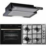 Pachet Incorporabil Cuptor electric Hausberg HB-8054, Clasa A, 71L, 2225W, Negru, Plita Incorporabila HB-555, 4 arzatoare, Gaz, Inox, Hota incorporabila telescopica HB-1285NG, Putere de absorbtie 420 m3/h, 2 motoare, 60 cm, Negru