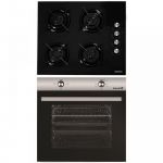 Pachet Incorporabil Cuptor Hausberg HB-8051IN, Electric, Putere 2000 W, 76 l, 4 Functii, Clasa A, Negru/Inox, Plita incorporabila Hausberg HB-563, Gaz, 4 arzatoare, Negru