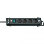 Prelungitor Brennenstuhl Premium-Line 154781, Intrerupator, 4 prize Schuko, 1.8m, Negru