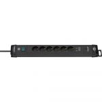Prelungitor Brennenstuhl Premium-Line 212426, Intrerupator, 6 prize, 2 x USB, 1 x USB-C, 18W, 3m, Negru