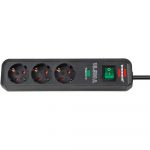 Prelungitor cu protectie Brennenstuhl Eco-Line 157264, 3 prize Schuko, 1.5m, Negru