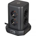 Prelungitor tip turn Brennenstuhl 215726, 8 prize, 4 x USB, 2m, Negru