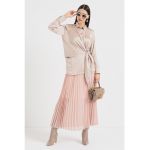 Bluza cu aspect de satin si fenta cu nasturi Majori
