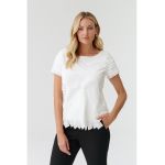 Bluza cu decolteu rotund si model stratificat Nako
