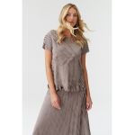 Bluza cu decolteu rotund si model stratificat Nako